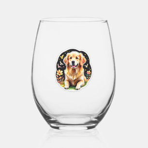 Verre À Vin Sans Pied Golden Retriever