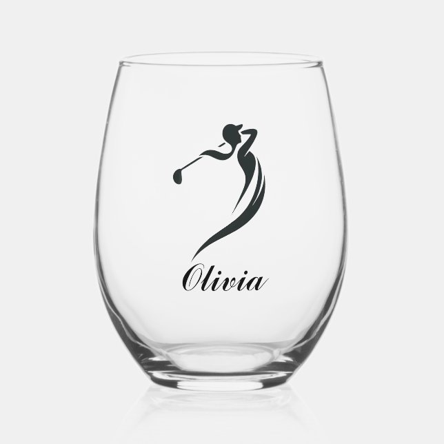 Verre À Vin Sans Pied Golfeuse personnalisée (Recto)
