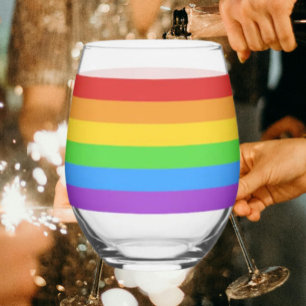 Verre À Vin Sans Pied Gorgée fière : Drapeau arc-en-ciel