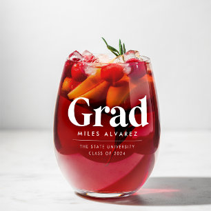 Verre À Vin Sans Pied Grad Moderne Classe de Graduation Personnalisée de