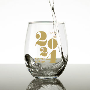 Verre À Vin Sans Pied Grande année   Classe de 2025 Graduation personnal