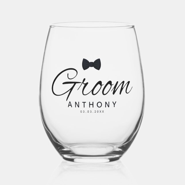 Verre À Vin Sans Pied Groom Bow (Recto)