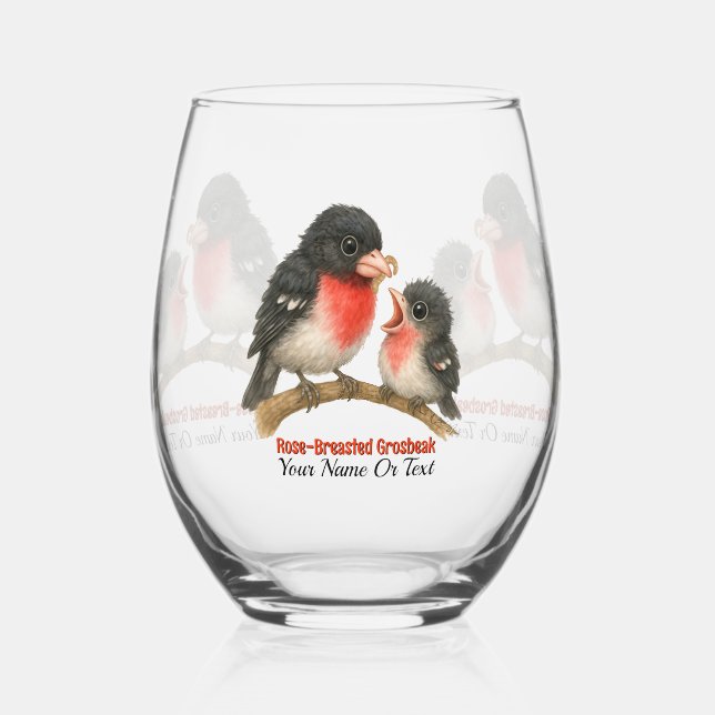 Verre À Vin Sans Pied Grosbeak à poitrine Rose étonnante (Recto)