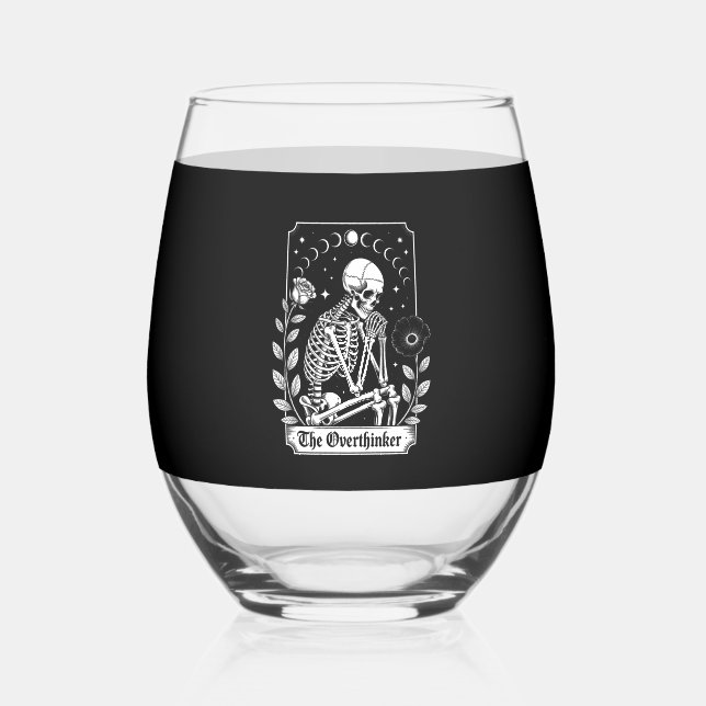 Verre À Vin Sans Pied Halloween Dark Gothic Skeleton Overthinker (Recto)