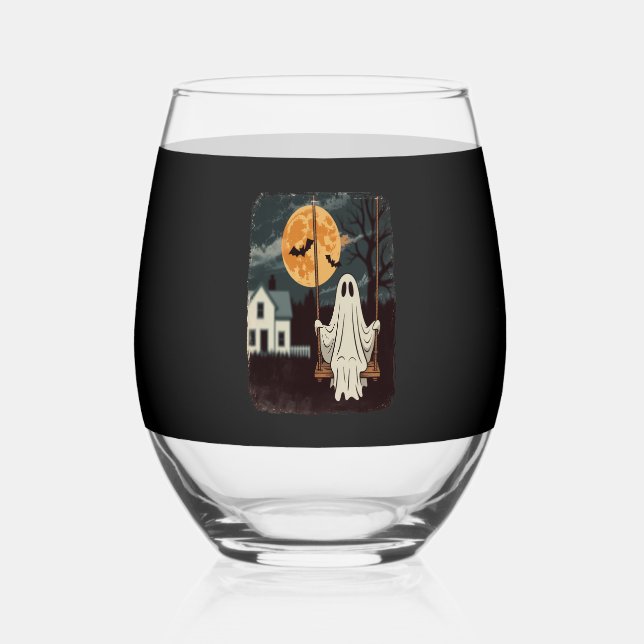 Verre À Vin Sans Pied Halloween Haunted Ghost Swing (Recto)