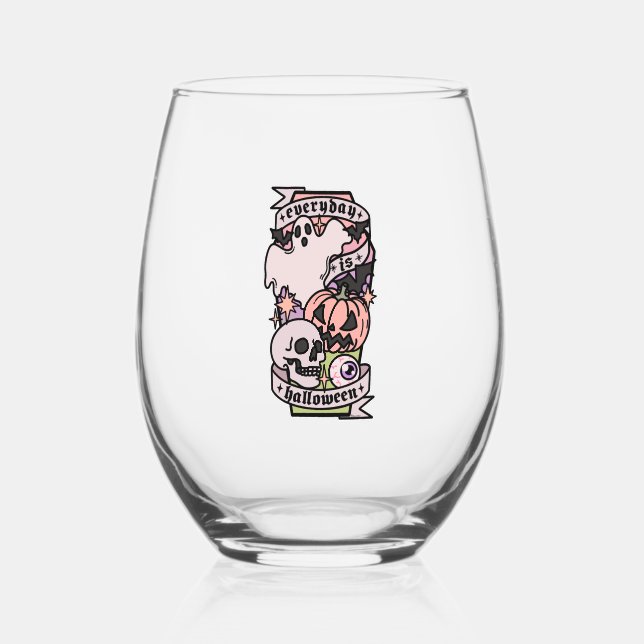 Verre À Vin Sans Pied Halloween tous les jours (Recto)
