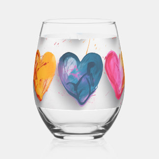 Verre À Vin Sans Pied Hearts with sketch marks and drips