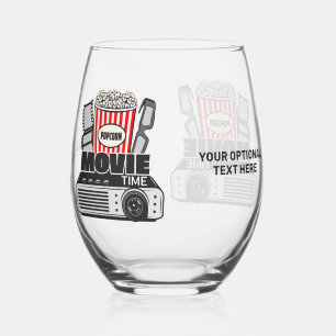 Verre À Vin Sans Pied Heure du film texte et couleur personnalisée