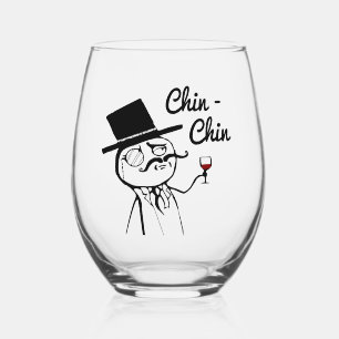 Verre À Vin Sans Pied Homme Élégant Avec Chapeau Haut de Forme Toast au