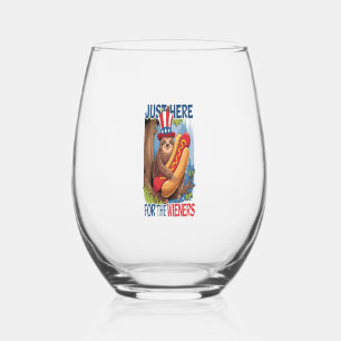 Verre À Vin Sans Pied Hot Dog de Paresseux BBQ 4 Juillet