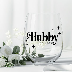 Verre À Vin Sans Pied Hubby toute couleur élégante police rétro et étoil