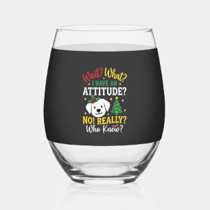 Verre À Vin Sans Pied Humeur de chien de Noël Humour de fêtes