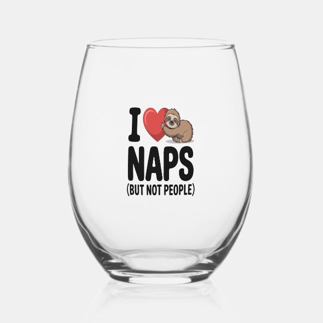 Verre À Vin Sans Pied I Love Naps Cute Sloth Heart (Recto)