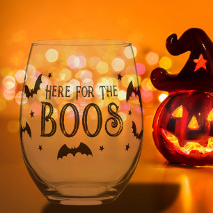 Verre À Vin Sans Pied Ici pour les chauves-souris d'Halloween Boos