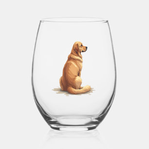 Verre À Vin Sans Pied Illustration d'un Golden Retriever vu de dos pour