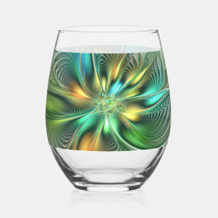 Verre À Vin Sans Pied Imaginaire coloré Moderne Fleur Abstraite Fractale