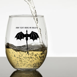 Verre À Vin Sans Pied Imaginaire de dragon de vol tribal noir