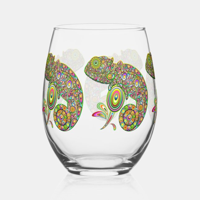 Verre À Vin Sans Pied Imaginaire psychédélique de Chameleon (Recto)