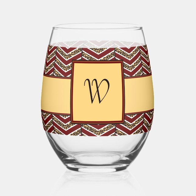Verre À Vin Sans Pied Impression chevron léopard (Recto)