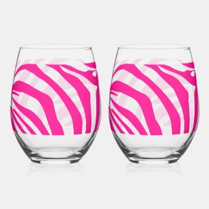 Verre À Vin Sans Pied Impression zèbre rose