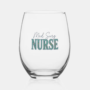 Verre À Vin Sans Pied Infirmière en médecine chirurgicale dessin floral 