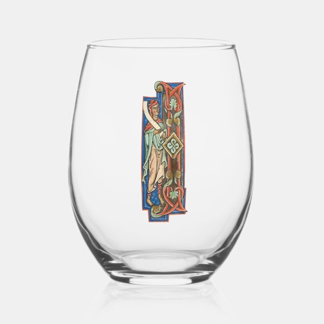 Verre À Vin Sans Pied Initiale I éclairée (Recto)