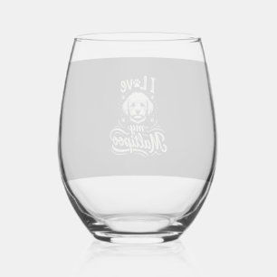 Verre À Vin Sans Pied J'adore mon amoureux de chien Maltipoo