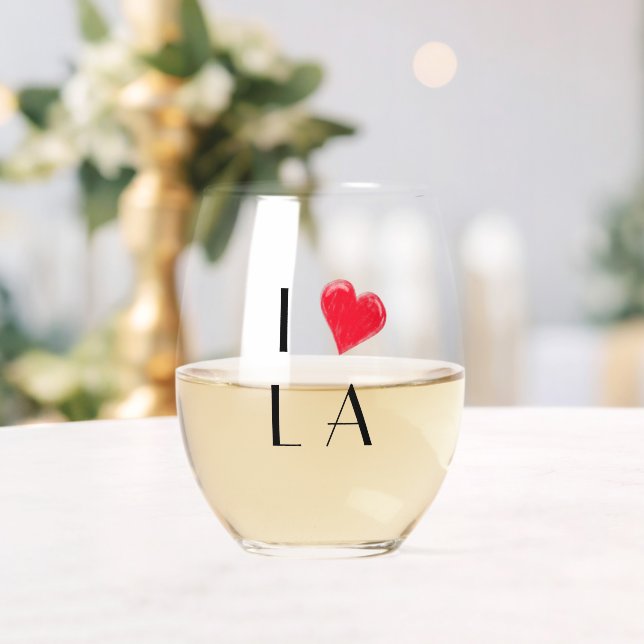 Verre À Vin Sans Pied J'aime L A | coeur des initiales personnalisées (Insitu (Mariage))