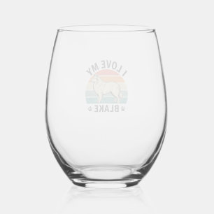 Verre À Vin Sans Pied J'aime mon chien Blake rétro gravure Design_1