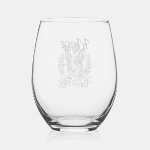 Verre À Vin Sans Pied J'aime mon chien de troupeau design de gravure vin