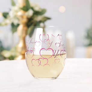 Verre À Vin Sans Pied Je t'aime, plein de coeur