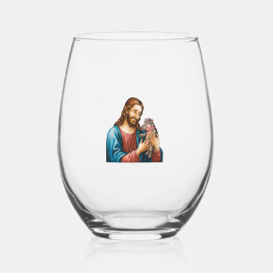 Verre À Vin Sans Pied Jésus et Moo Deng Un moment sacré Jouer Jouer Jeu