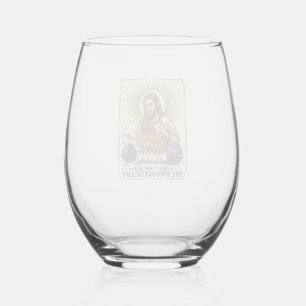 Verre À Vin Sans Pied Jésus laissant tomber un haltère lourd bruyamment
