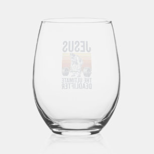 Verre À Vin Sans Pied Jésus Le Deadlifter Ultime Chemise de Gym Vintage_