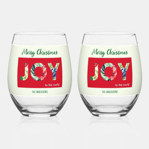 Verre À Vin Sans Pied Joie à travers le monde Fête de Noël Personnalisée