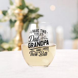 Verre À Vin Sans Pied Joli Amusant Retro Typographie Papa Grand-père Cad