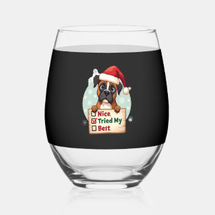 Verre À Vin Sans Pied Jolie chienne Boxer Chien Noël Joli J'ai fait de m