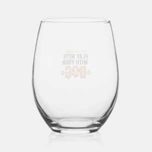 Verre À Vin Sans Pied Jouez Avec Votre Chien Dessin De Gravure Vintage D