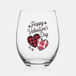 Verre À Vin Sans Pied Joyeuse Saint-Valentin Léopard Carreaux Amour Coeu