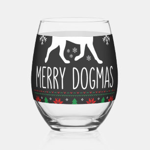 Verre À Vin Sans Pied Joyeux Dogmas Noël Chien Vecteur