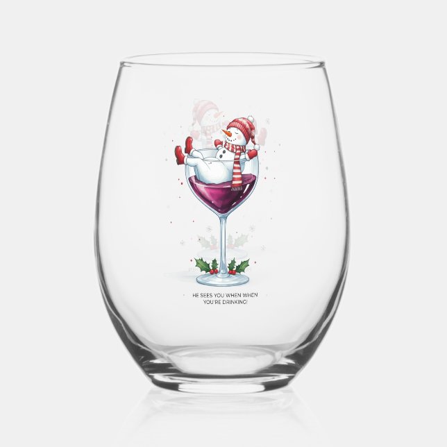 Verre À Vin Sans Pied Joyeux Noël sans tache (Recto)