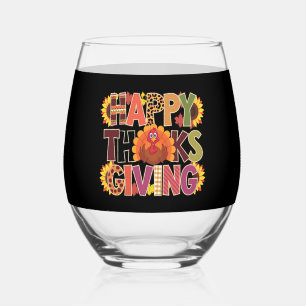 Verre À Vin Sans Pied Joyeux Thanksgiving Dinde Drôle de saison de citro