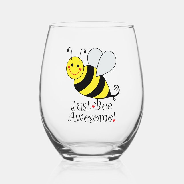 Verre À Vin Sans Pied Juste Avoir Awesome mignon Bumble Jaune Bee (Recto)