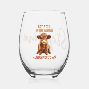 Verre À Vin Sans Pied Juste une fille qui aime les vaches Highland