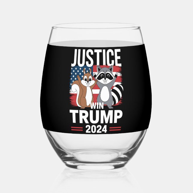 Verre À Vin Sans Pied Justice Pour Peanut Win Trump 2024 (Verso)