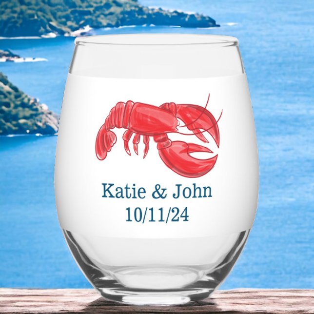 Verre À Vin Sans Pied Keepsaké Preppy Homard Mariage Faveur (Créateur téléchargé)