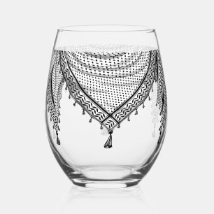 Verre À Vin Sans Pied Keffiyeh Écharpe palestinienne tissu traditionnel