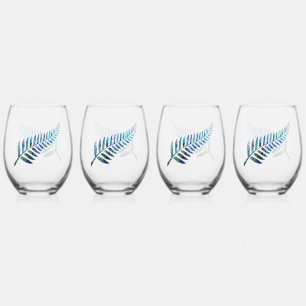 VERRE À VIN SANS PIED KIWI NEW ZEALAND FERN PAUA