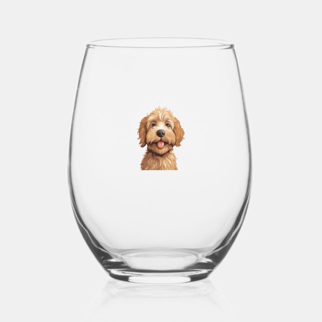 Verre À Vin Sans Pied Labradoodle australien (Recto)