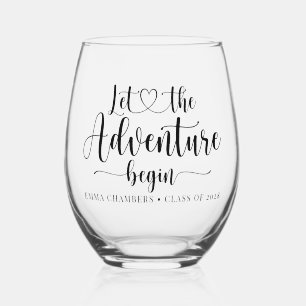 Verre À Vin Sans Pied Laisser L'Aventure Commencer La Classe De Graduati